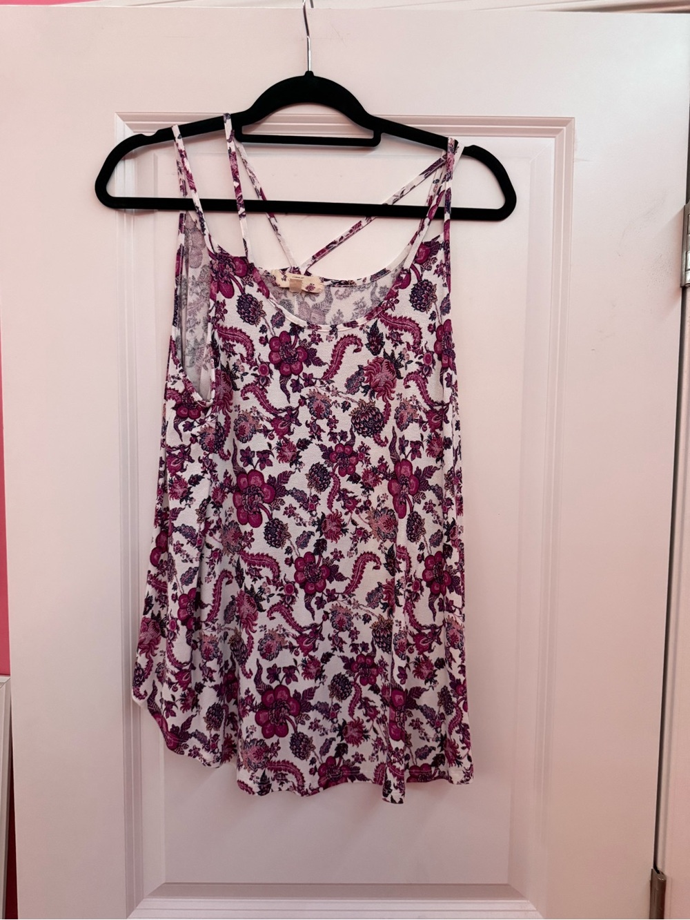 Hippie Rose White & Pink Floral Strappy Camisole